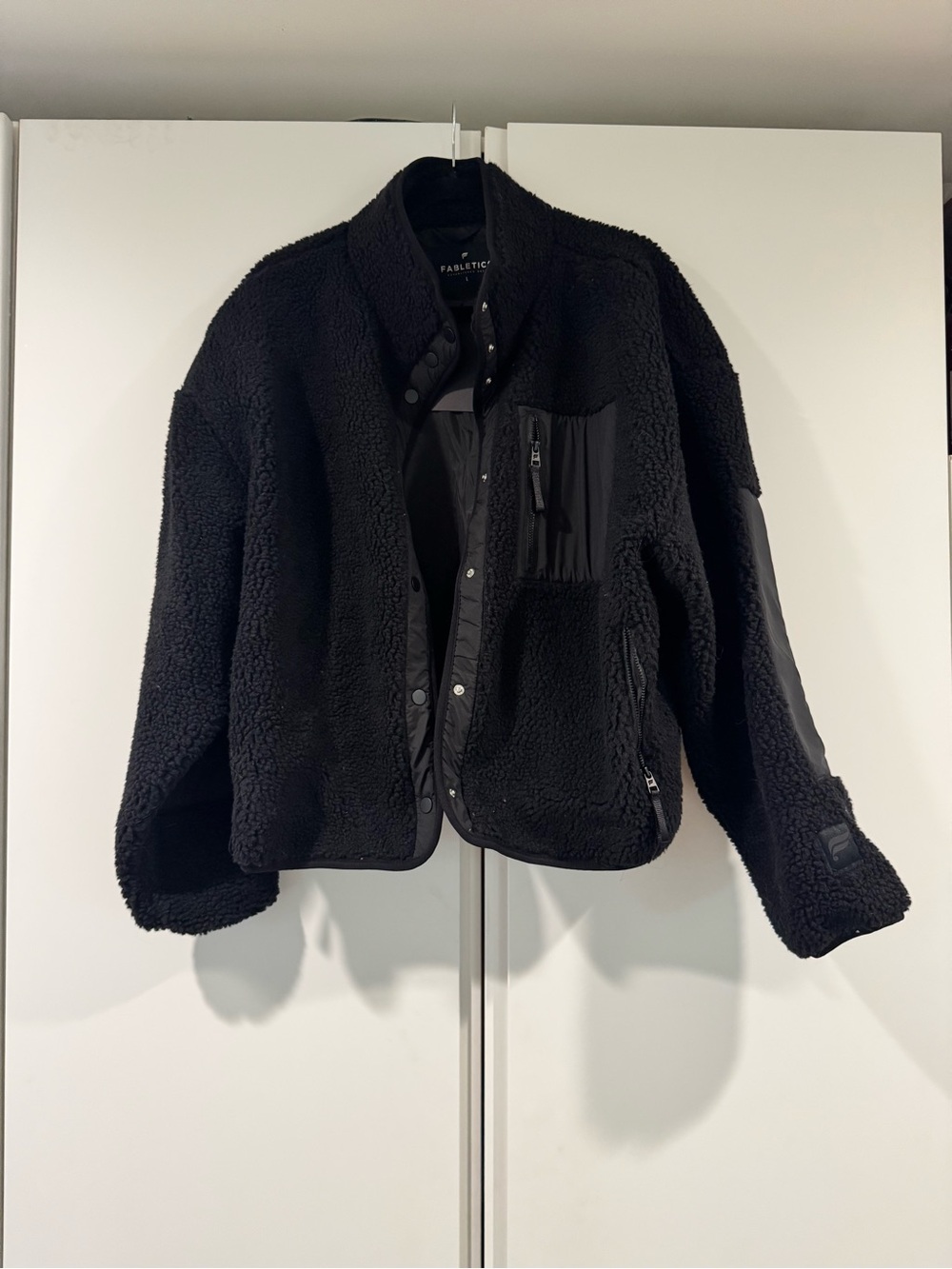Fabletics Black Teddy Sherpa Jacket with Zip Chest Pocket